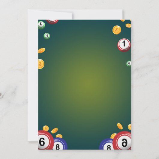 Smaragd Groene Elegante Uitnodiging voor Bingo Avo (Achterkant)