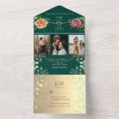 Smaragd Groene Foto's Bruiloft All In One Uitnodiging (Binnen)