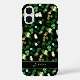  Smaragd Groene & Gouden Sparkle Lichten w / Naam iPhone 16 Hoesje