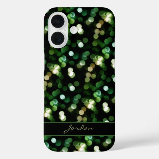  Smaragd Groene & Gouden Sparkle Lichten w / Naam Case-Mate iPhone Case (Achterkant)