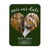 Smaragd Groene Hart Foto Bruiloft Save the Date Magneet (Verticaal)