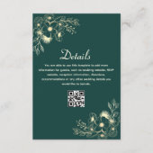 Smaragd Groene Huwelijksdetails QR Code Informatiekaartje (Voorkant)