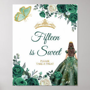 Smaragd Groene Jurken Quinceañera Vijftien is Zoet Poster