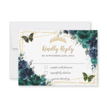 Smaragd Groene Marine Bloemen Vlinders Quinceañera