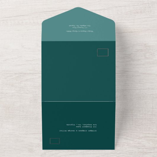 Smaragd Groene Oceaan Marmer Bruiloft Veilig de da All In One Uitnodiging (Buitenkant)