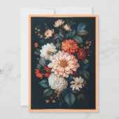 Smaragd Groene Pastel Peach Dahlia Herfst Bruiloft Kaart (Achterkant)