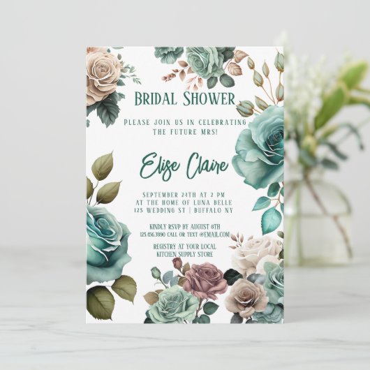 Smaragd Groene Pioen Bruiloft Vrijgezellenfeest Kaart (Staand voorkant)