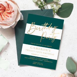 Smaragd Groene Streep Gouden Verjaardag Kaart