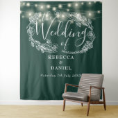 Smaragd Groene String Lights Bruiloft Achtergrond Wandkleed (In situ)