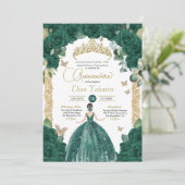 Smaragd Groene Vlinder Prinses Quinceanera Kaart (Staand voorkant)