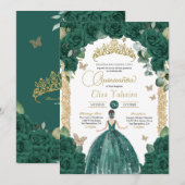 Smaragd Groene Vlinder Prinses Quinceanera Kaart (Voorkant / Achterkant)