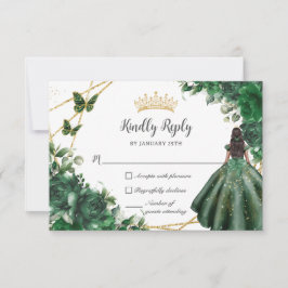 Smaragd Groene Vlinders Prinses Quinceañera RSVP Kaartje