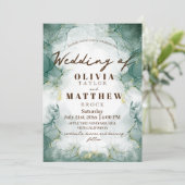 Smaragd Groene Waterverf Moderne Bruiloft Kaart (Staand voorkant)