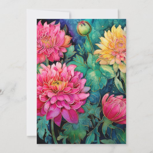 Smaragd, Heet Roze en Goud Bloemen Bruiloft Kaart (Achterkant)