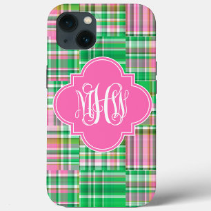 Smaragd Heet Roze Madras Wing Schrift Monogram Case-Mate iPhone Case