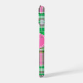 Smaragd Heet Roze Preppy Patchwork Madras Monogram iPhone 15 Hoesje (Linkerkant)