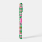 Smaragd Heet Roze Preppy Patchwork Madras Monogram iPhone 15 Hoesje (Rechterkant)
