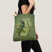 Smaragd Iguana Patroon Tote Tas  (Dichtbij)