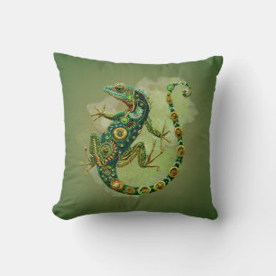 Smaragd Iguana Patroon Worp Kussen