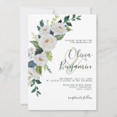 Smaragd Ivoor Witte Bloemrijke Elegante Trouwjurk Kaart (Voorkant)