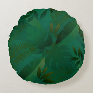 Smaragd Jungle Exotisch Mystiek Tropisch Blad Rond Kussen