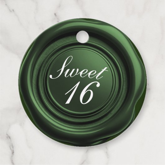 Smaragd Kaars Wax Seal Drip Sweet 16 Bruiloft Bedankjes Labels (Voorkant)