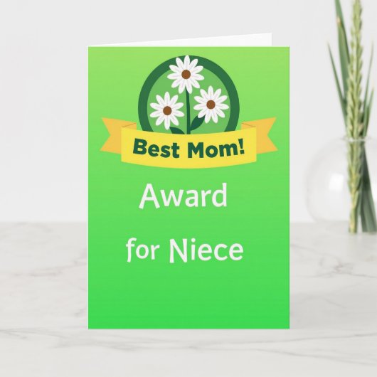 Smaragd Kaart voor Beste Niece Award (Voorkant)