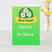 Smaragd Kaart voor Beste Niece Award (Gele Bloem)