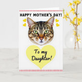 Smaragd Kat Moederdag Kaart (Gele Bloem)
