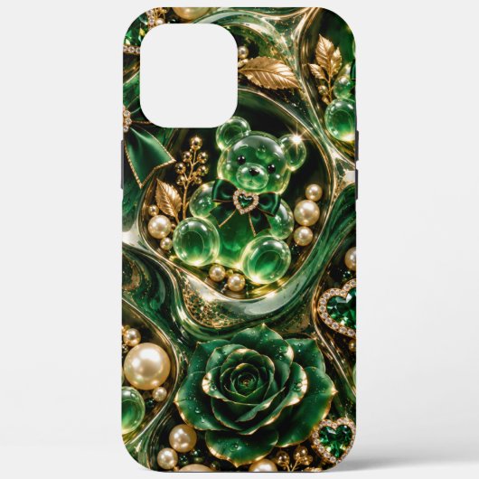 Smaragd kauwbeertjes met parels iphone hoesje (Achterkant)