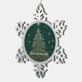“Smaragd Kerstgroen” Tin Sneeuwvlok Ornament (Rechts)