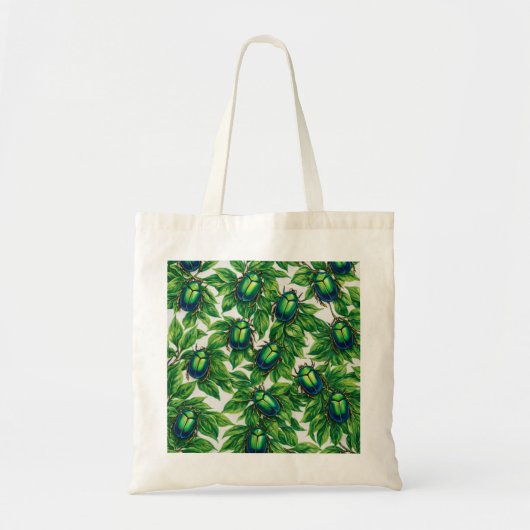 Smaragd Kever Botanisch Patroon Tote Bag (Voorkant)