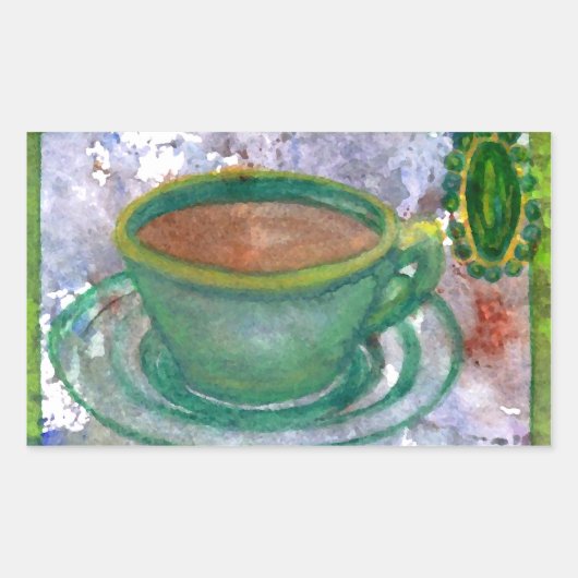 Smaragd Koffie Cricket Diane Koffie Kunst Rechthoekige Sticker (Voorkant)