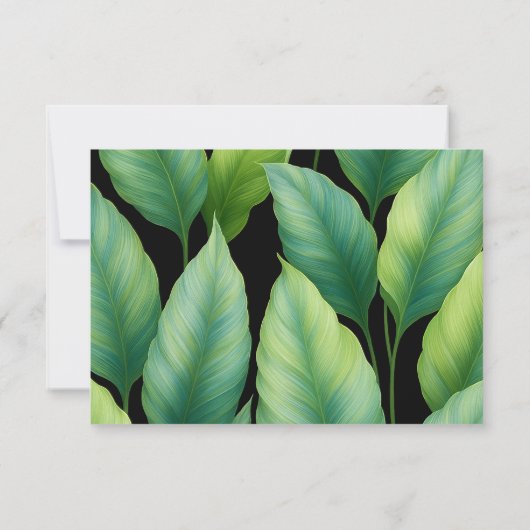 Smaragd Kolibrie Tropische Bladeren Bruiloft RSVP Kaartje (Achterkant)