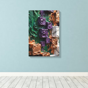 Smaragd Koperen Kubussen - Verticale 3D Impasto Ab Canvas Afdruk