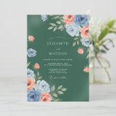 Smaragd Koraal Ranunculus Eucalyptus Bruiloft Kaart (Staand voorkant)