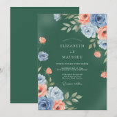 Smaragd Koraal Ranunculus Eucalyptus Bruiloft Kaart (Voorkant / Achterkant)