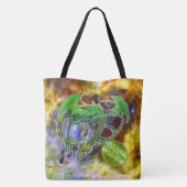 Smaragd Kosmische Draak Tote Bag (Achterkant)