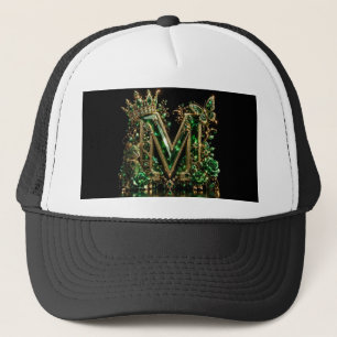 Smaragd Kristallen Letter M Koninklijke Luxe Trucker Pet