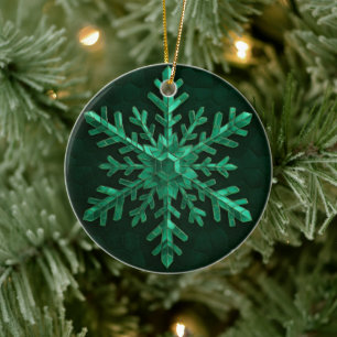 Smaragd Kristallen Sneeuwvlok Kunst Keramisch Ornament