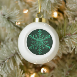 Smaragd Kristallen Sneeuwvlok Kunst Keramische Bal Ornament