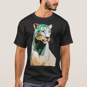 Smaragd Leeuwin Luxe Geometrische Dieren Kunst T-shirt