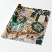 Smaragd Luxe Kerstschoonheid Cadeaupapier (Uitgerold)