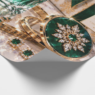 Smaragd Luxe Kerstschoonheid Cadeaupapier