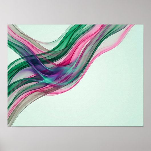 Smaragd Magenta Ingevlochten Abstracte Poster (Voorkant)