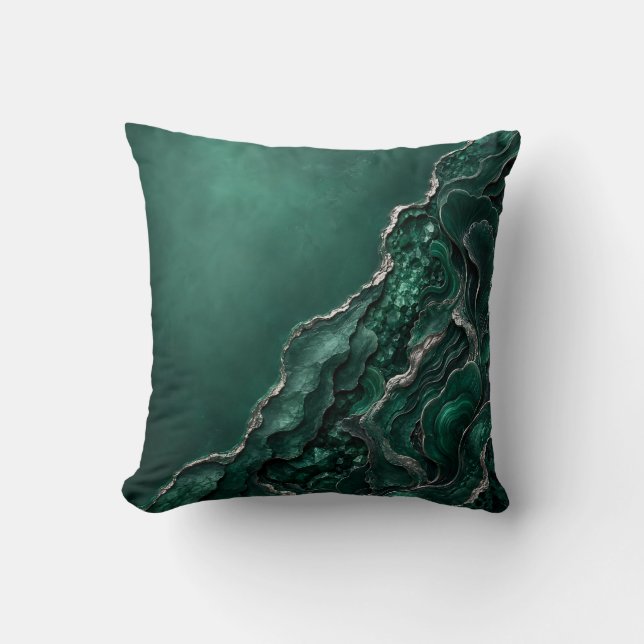 Smaragd Malachiet Geode Abstracte Kunst | Luxe Cad Kussen (Voorkant)