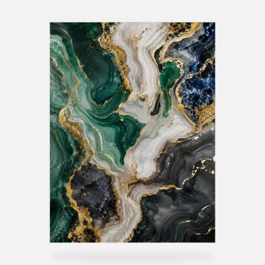 Smaragd Marmer Abstracte Wandkunst Print Acryl Bord (Voorkant)
