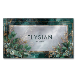 Smaragd Marmer Eucalyptus Goud Loof Kader Magnetisch Visitekaartje