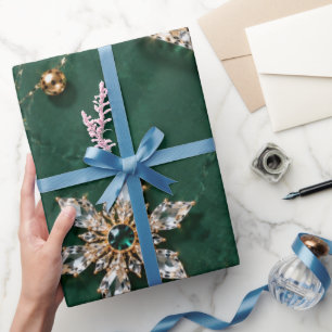 Smaragd Marmer Juweel Kerstmis Cadeaupapier