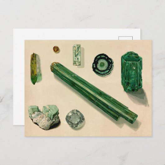 smaragd / mineralogische lithografie briefkaart (Voorkant / Achterkant)